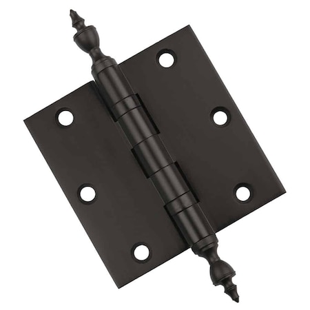 Embassy 3-1/2 x 3-1/2 Solid Brass Hinge, Oil Rubbed Bronze Finish with Urn Tips 3535BBUS10BU-1